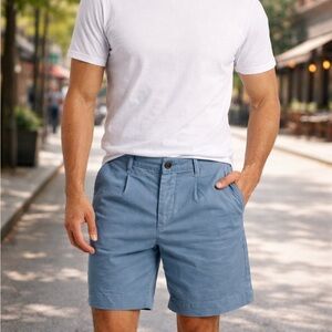 Ted Baker Light Blue Flat Front Cotton Shorts